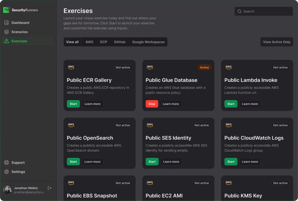 app screenshot, security exercise section
